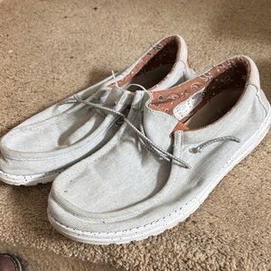 Hey Dude Men's Light Gray Canvas Loafers